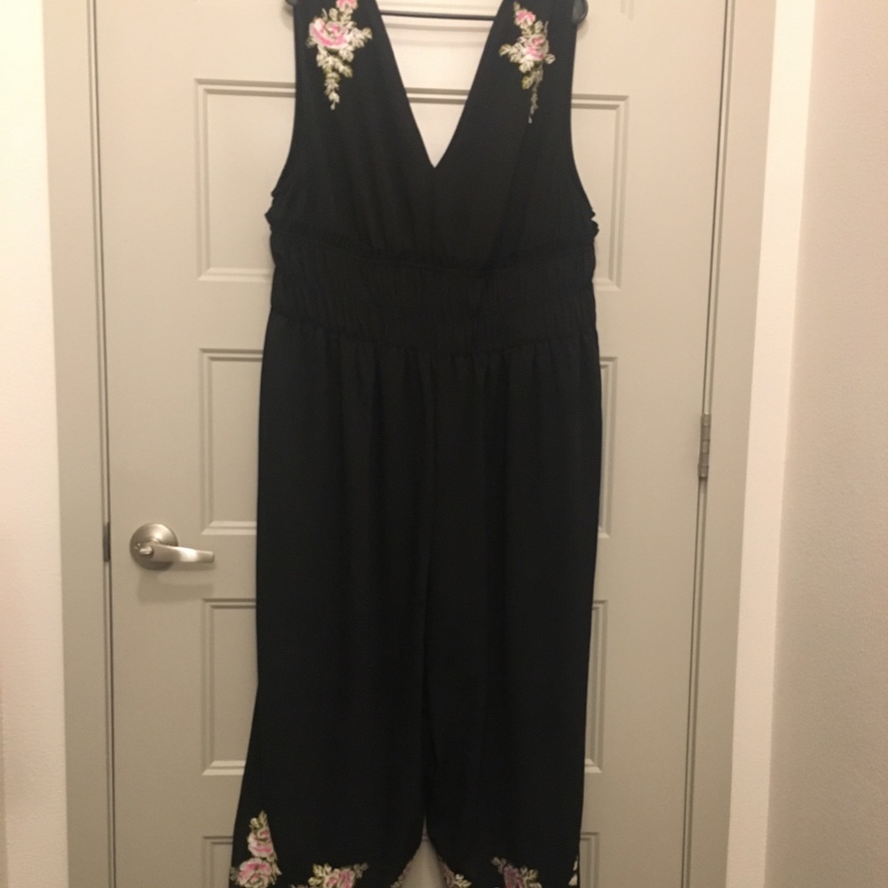 ASOS jumpsuit with plunging neckline & embroidery